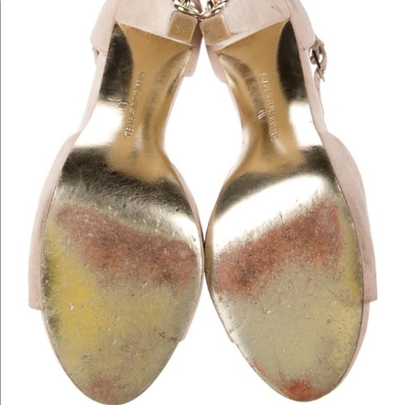 Diane Von Furstenberg nude suede Sofia heels with chain link accents Siz… - Picture 5 of 7